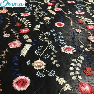 Tela de color sólido con bordado de malla de nailon