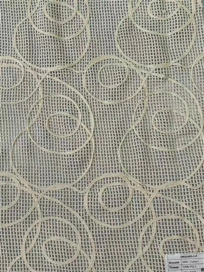 Tela de rejilla con bordado de remolinos